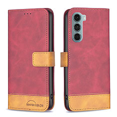 Custodia Portafoglio In Pelle Cover con Supporto B05F per Motorola Moto Edge S30 5G Rosso