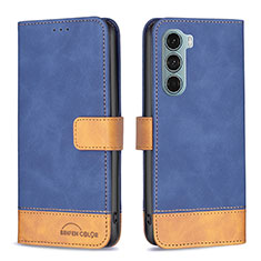 Custodia Portafoglio In Pelle Cover con Supporto B05F per Motorola Moto G200 5G Blu