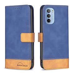 Custodia Portafoglio In Pelle Cover con Supporto B05F per Motorola Moto G31 Blu