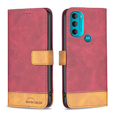 Custodia Portafoglio In Pelle Cover con Supporto B05F per Motorola Moto G71 5G Rosso