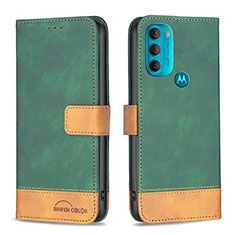 Custodia Portafoglio In Pelle Cover con Supporto B05F per Motorola Moto G71 5G Verde