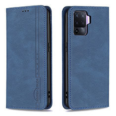 Custodia Portafoglio In Pelle Cover con Supporto B05F per Oppo Reno5 Lite Blu