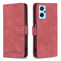 Custodia Portafoglio In Pelle Cover con Supporto B05F per Realme 9i 4G Rosso