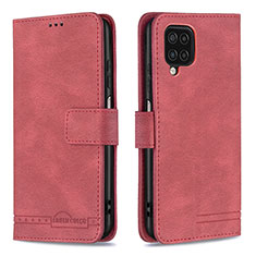 Custodia Portafoglio In Pelle Cover con Supporto B05F per Samsung Galaxy A12 Rosso