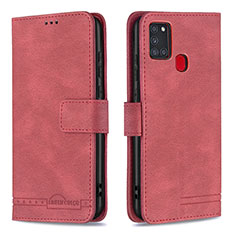 Custodia Portafoglio In Pelle Cover con Supporto B05F per Samsung Galaxy A21s Rosso