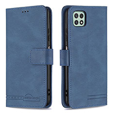Custodia Portafoglio In Pelle Cover con Supporto B05F per Samsung Galaxy F42 5G Blu