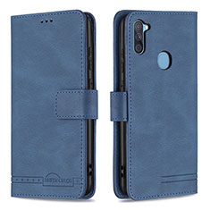 Custodia Portafoglio In Pelle Cover con Supporto B05F per Samsung Galaxy M11 Blu