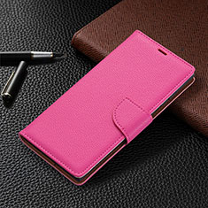 Custodia Portafoglio In Pelle Cover con Supporto B05F per Samsung Galaxy S22 Ultra 5G Rosa Caldo