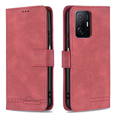 Custodia Portafoglio In Pelle Cover con Supporto B05F per Xiaomi Mi 11T Pro 5G Rosso