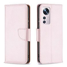 Custodia Portafoglio In Pelle Cover con Supporto B05F per Xiaomi Mi 12 5G Rosa