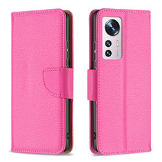 Custodia Portafoglio In Pelle Cover con Supporto B05F per Xiaomi Mi 12 5G Rosa Caldo