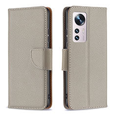 Custodia Portafoglio In Pelle Cover con Supporto B05F per Xiaomi Mi 12S 5G Grigio