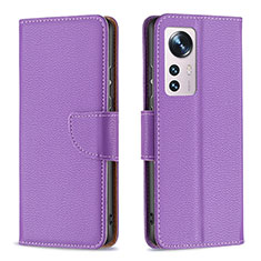 Custodia Portafoglio In Pelle Cover con Supporto B05F per Xiaomi Mi 12S Pro 5G Viola