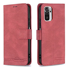 Custodia Portafoglio In Pelle Cover con Supporto B05F per Xiaomi Poco M5S Rosso