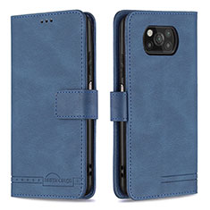 Custodia Portafoglio In Pelle Cover con Supporto B05F per Xiaomi Poco X3 Pro Blu