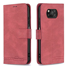 Custodia Portafoglio In Pelle Cover con Supporto B05F per Xiaomi Poco X3 Pro Rosso