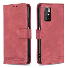 Custodia Portafoglio In Pelle Cover con Supporto B05F per Xiaomi Redmi 10 (2022) Rosso