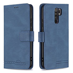 Custodia Portafoglio In Pelle Cover con Supporto B05F per Xiaomi Redmi 9 Blu