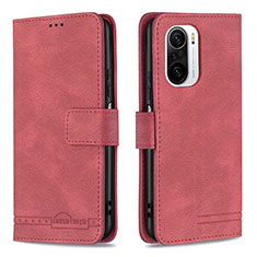 Custodia Portafoglio In Pelle Cover con Supporto B05F per Xiaomi Redmi K40 5G Rosso