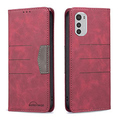 Custodia Portafoglio In Pelle Cover con Supporto B06F per Motorola Moto E32 Rosso
