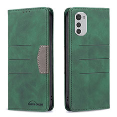 Custodia Portafoglio In Pelle Cover con Supporto B06F per Motorola Moto E32s Verde