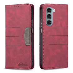 Custodia Portafoglio In Pelle Cover con Supporto B06F per Motorola Moto Edge S30 5G Rosso