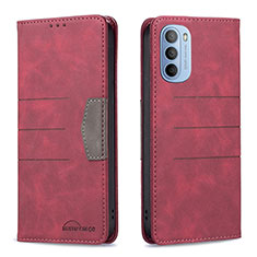 Custodia Portafoglio In Pelle Cover con Supporto B06F per Motorola Moto G31 Rosso