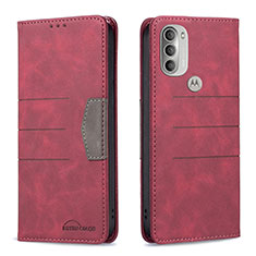 Custodia Portafoglio In Pelle Cover con Supporto B06F per Motorola Moto G51 5G Rosso
