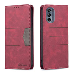 Custodia Portafoglio In Pelle Cover con Supporto B06F per Motorola Moto G62 5G Rosso