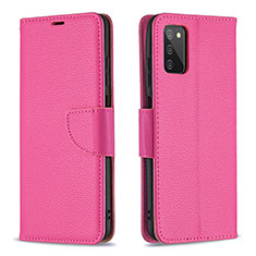 Custodia Portafoglio In Pelle Cover con Supporto B06F per Samsung Galaxy A02s Rosa Caldo