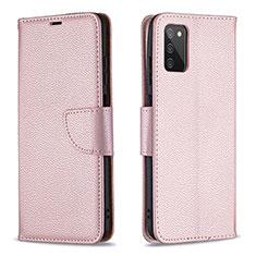 Custodia Portafoglio In Pelle Cover con Supporto B06F per Samsung Galaxy A03s Oro Rosa
