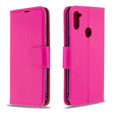 Custodia Portafoglio In Pelle Cover con Supporto B06F per Samsung Galaxy A11 Rosa Caldo