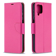 Custodia Portafoglio In Pelle Cover con Supporto B06F per Samsung Galaxy A12 Rosa Caldo