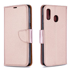 Custodia Portafoglio In Pelle Cover con Supporto B06F per Samsung Galaxy A20 Oro Rosa