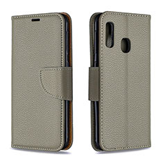 Custodia Portafoglio In Pelle Cover con Supporto B06F per Samsung Galaxy A20e Grigio