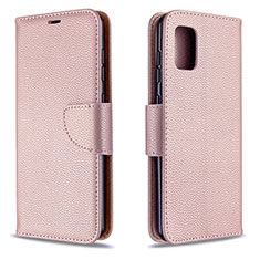 Custodia Portafoglio In Pelle Cover con Supporto B06F per Samsung Galaxy A31 Oro Rosa