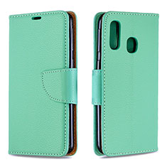 Custodia Portafoglio In Pelle Cover con Supporto B06F per Samsung Galaxy A40 Verde