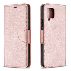 Custodia Portafoglio In Pelle Cover con Supporto B06F per Samsung Galaxy A42 5G Oro Rosa