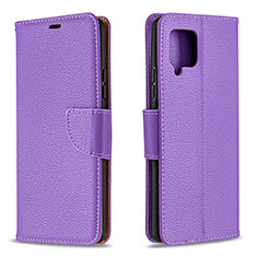 Custodia Portafoglio In Pelle Cover con Supporto B06F per Samsung Galaxy A42 5G Viola