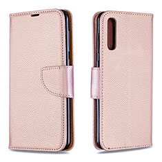 Custodia Portafoglio In Pelle Cover con Supporto B06F per Samsung Galaxy A50S Oro Rosa