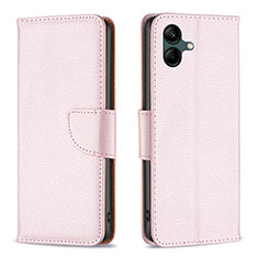 Custodia Portafoglio In Pelle Cover con Supporto B06F per Samsung Galaxy F04 Oro Rosa