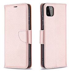 Custodia Portafoglio In Pelle Cover con Supporto B06F per Samsung Galaxy F42 5G Oro Rosa
