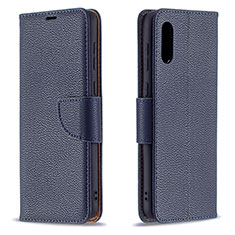 Custodia Portafoglio In Pelle Cover con Supporto B06F per Samsung Galaxy M02 Blu