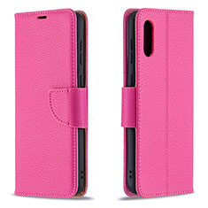 Custodia Portafoglio In Pelle Cover con Supporto B06F per Samsung Galaxy M02 Rosa Caldo