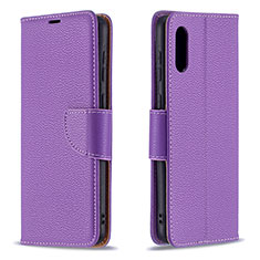 Custodia Portafoglio In Pelle Cover con Supporto B06F per Samsung Galaxy M02 Viola
