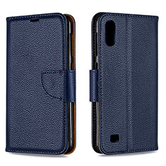 Custodia Portafoglio In Pelle Cover con Supporto B06F per Samsung Galaxy M10 Blu