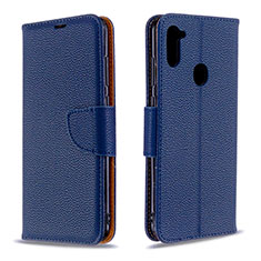 Custodia Portafoglio In Pelle Cover con Supporto B06F per Samsung Galaxy M11 Blu