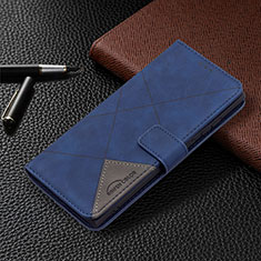 Custodia Portafoglio In Pelle Cover con Supporto B06F per Samsung Galaxy S23 Ultra 5G Blu