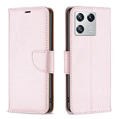 Custodia Portafoglio In Pelle Cover con Supporto B06F per Xiaomi Mi 13 Pro 5G Oro Rosa