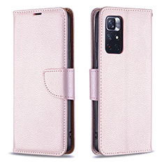 Custodia Portafoglio In Pelle Cover con Supporto B06F per Xiaomi Poco M4 Pro 5G Oro Rosa